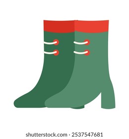 Stylish Green Rubber Boots with Red Accents