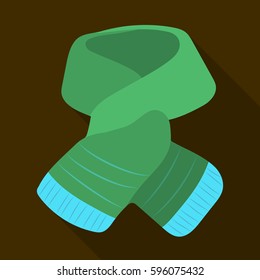 Stylish green scarf under a jacket.Scarves and shawls single icon in flat style vector symbol stock illustration.