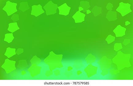 Stylish Green Stars of Different Color Tone and Size on Green and Blue Background
