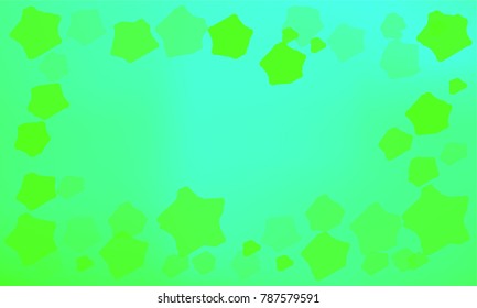 Stylish Green Stars of Different Color Tone and Size on Blue and Green Background