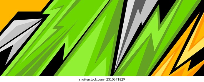 Stylish green and yellow sports banner background design. Geometric pattern vector illustration.