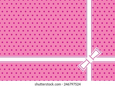 Stylish greeting background with ribbon and bow. Vector. Easy editable colors from swatch panel.