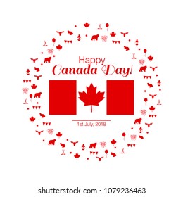 Stylish greeting card of Happy Canada Day. Creative vector design illustration template.