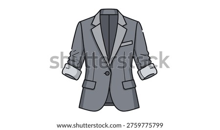 Stylish grey blazer with casually rolled-up sleeves, offering a relaxed yet polished look for smart casual or business casual occasions.