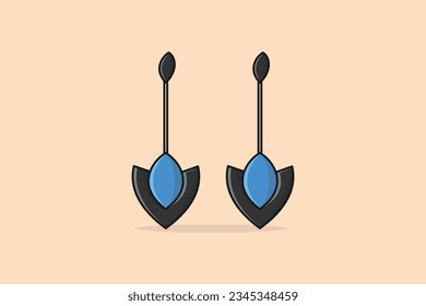 Stylish grey and blue color earrings jewelry vector illustration. Beauty fashion objects icon concept. Women earrings in unique style vector design. Earring with gemstone.