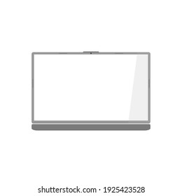 Stylish grey laptop. Main view from the front. Flat vector illustration