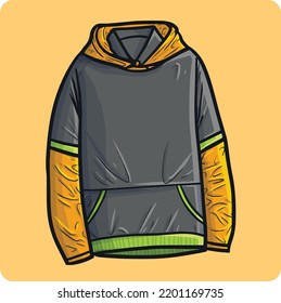 Stylish grey orange hoodie cartoon illustration