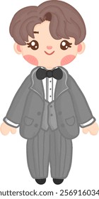 stylish groom wearing tuxedo vector illustration