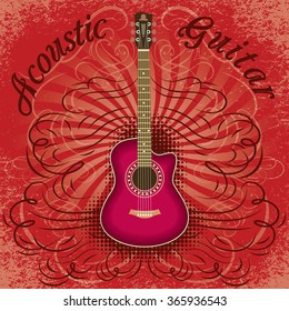 Stylish grunge guitar background for the cover, advertising or invitation