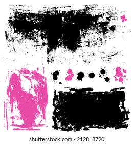 Stylish grunge ink set. Design symbols Vector isolated