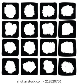 Stylish grunge symbols. Set of square design elements. Vector.