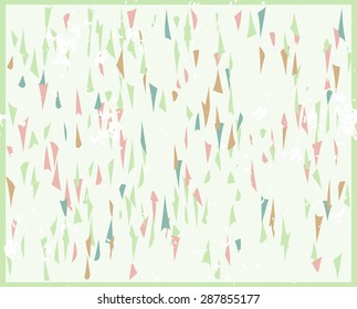 Stylish grungy texture with retro palette. Vintage abstract background with geometrical colorful pattern. Colored triangles