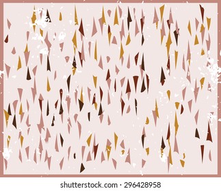 Stylish grungy texture with retro palette. Vintage abstract background with geometrical colorful pattern. Colored triangles