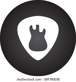 Stylish guitar plectrum pick simple icon  on round background