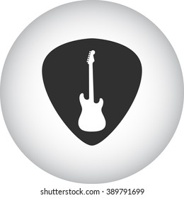 Stylish guitar plectrum pick simple icon  on round background