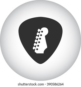 Stylish guitar plectrum pick simple icon  on round background