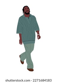 Un tipo elegante caminando, usando un vector de moda.