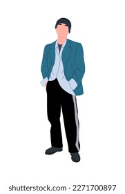 Un tipo elegante caminando, usando un vector de moda.