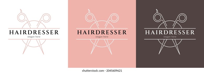 Stylish hairdresser logo. Vector illustration.