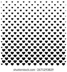 Stylish halftone heart background in black on white. Contemporary romantic illustration with dotted texture for Valentine's Day, weddings, greeting cards, invitations, posters, social media