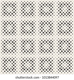 Stylish halftone texture. Endless abstract background with random size shapes. Vector seamless vintage mosaic pattern.