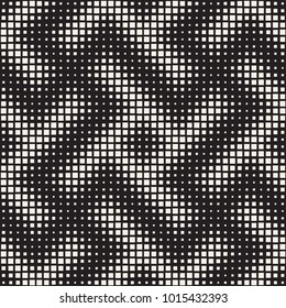 Stylish halftone texture. Endless abstract background with random size shapes. Vector seamless vintage mosaic pattern.