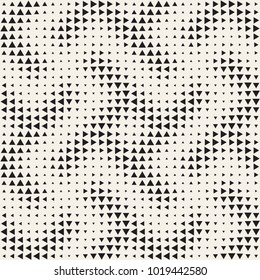 Stylish halftone texture. Endless abstract background with random size shapes. Vector seamless vintage mosaic pattern.