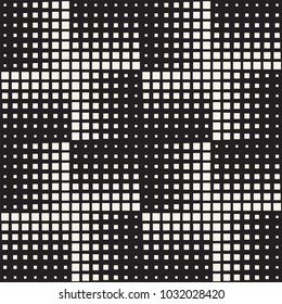 Stylish halftone texture. Endless abstract background with random size shapes. Vector seamless mosaic pattern.