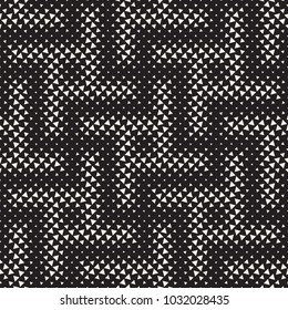 Stylish halftone texture. Endless abstract background with random size shapes. Vector seamless mosaic pattern.