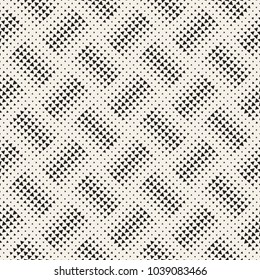 Stylish halftone texture. Endless abstract background with random size shapes. Vector seamless mosaic pattern.