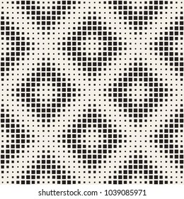 Stylish halftone texture. Endless abstract background with random size shapes. Vector seamless mosaic pattern.