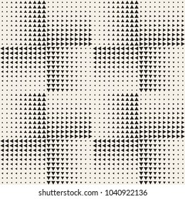 Stylish halftone texture. Endless abstract background with random size shapes. Vector seamless vintage mosaic pattern.