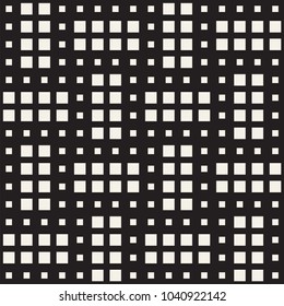 Stylish halftone texture. Endless abstract background with random size shapes. Vector seamless vintage mosaic pattern.