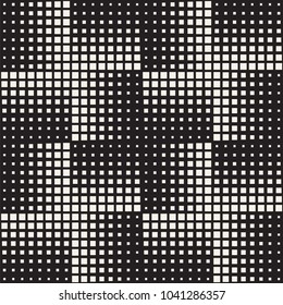 Stylish halftone texture. Endless abstract background with random size shapes. Vector seamless vintage mosaic pattern.