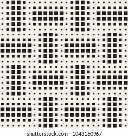 Stylish halftone texture. Endless abstract background with random size shapes. Vector seamless vintage mosaic pattern.