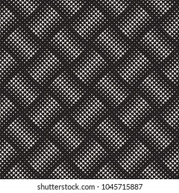 Stylish halftone texture. Endless abstract background with random size shapes. Vector seamless vintage mosaic pattern.
