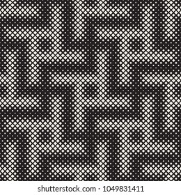 Stylish halftone texture. Endless abstract background with random size shapes. Vector seamless vintage mosaic pattern.