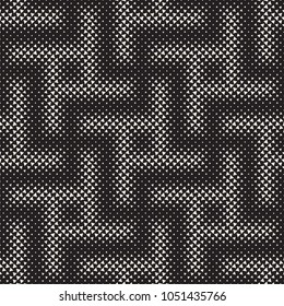 Stylish halftone texture. Endless abstract background with random size shapes. Vector seamless vintage mosaic pattern.