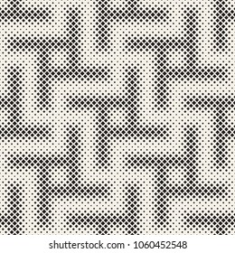 Stylish halftone texture. Endless abstract background with random size shapes. Vector seamless vintage mosaic pattern.