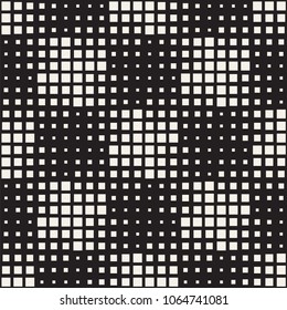 Stylish halftone texture. Endless abstract background with random size shapes. Vector seamless vintage mosaic pattern.