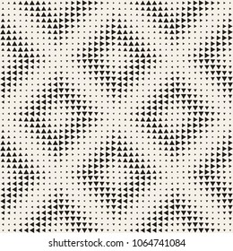 Stylish halftone texture. Endless abstract background with random size shapes. Vector seamless vintage mosaic pattern.