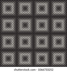 Stylish halftone texture. Endless abstract background with random size shapes. Vector seamless vintage mosaic pattern.