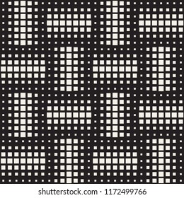 Stylish halftone texture. Endless abstract background with random size shapes. Vector seamless vintage mosaic pattern.
