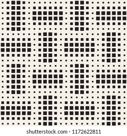 Stylish halftone texture. Endless abstract background with random size shapes. Vector seamless vintage mosaic pattern.