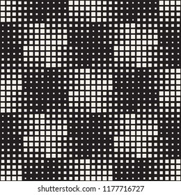 Stylish halftone texture. Endless abstract background with random size shapes. Vector seamless vintage mosaic pattern.