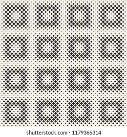 Stylish halftone texture. Endless abstract background with random size shapes. Vector seamless vintage mosaic pattern.