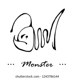 Stylish hand drawing of a deep water monster in vector.
