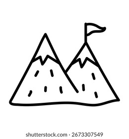 Elegante icono de estilo dibujado a mano de montaña