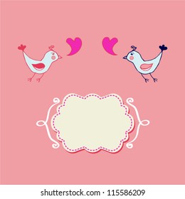 Stylish hand drawn vector with birds couple in love