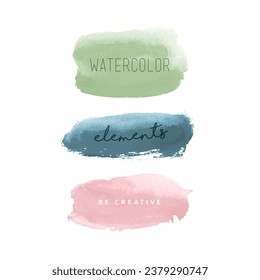 Stylish hand drawn watercolor elements for design